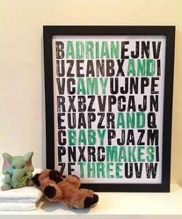 'new baby' personalised word scramble print by durnall designs