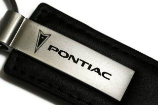 Pontiac Black Leather Key Fob Authentic Logo Key Chain Key Ring Keychain Lanyard Automotive