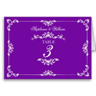 Vintage Purple Floral Wedding Table Number Cards
