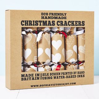 white heart brown christmas crackers by sophia victoria joy