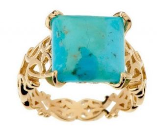 Erica Courtney Turquoise Tia Ring, 14K Gold Clad —