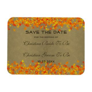 Autumn Fall Color Leaves Save The Date Wedding Rectangle Magnet