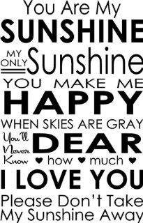YOU ARE MY SUN SHINE QUOTE WALL DECAL SUBWAY ART VINYL DECAL   You Are My Sunshine Art