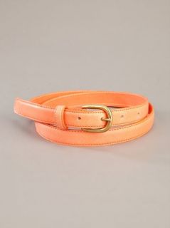Labour Of Love Coral Leather Skinny Belt