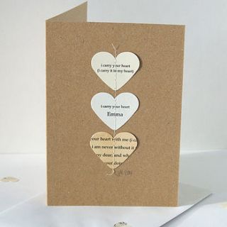 i carry your heart personalised card by remade