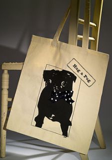 hug a pug shopping bag by sharon joy