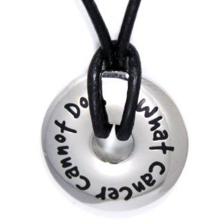 What Cancer Cannot Do Disc Pendant Necklace With 18 Inch Black Cord   Stainless Necklace   Recovery Gifts Jewelry