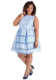Dinner Party Darling Dress in Blue Bubbles   Plus Size  Mod Retro Vintage Dresses