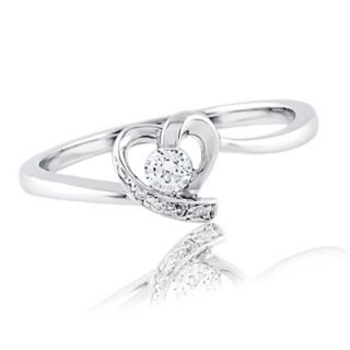 10 CT. T.W. Diamond Heart Shaped Promise Ring in 10K White Gold