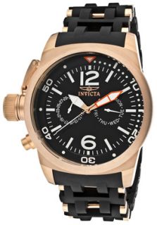 Invicta 10775  Watches,Mens Sea Spider Black Dial Black Polyurethane & 18k Rose Gold Plated Stainless Steel, Casual Invicta Quartz Watches