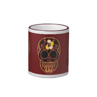 Flaming Day of the Dead Skull Coffee Mug
