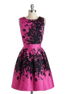 Make the Rounds Dress in Fuchsia Bouquets  Mod Retro Vintage Dresses