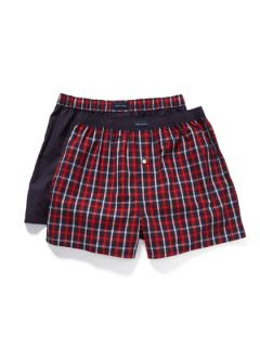 Solid And Plaid Boxer Shorts Set (2 Pack) by Tommy Hilfiger Underwear
