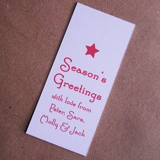personalised season's greetings gift tags by my giddy aunt