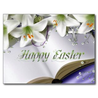 Happy Easter Daffodils and Cross Postcards