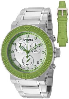 Invicta 10931  Watches,Mens Ocean Reef/Reserve Chrono Silver Dial Green Bezel Stainless Steel, Chronograph Invicta Quartz Watches