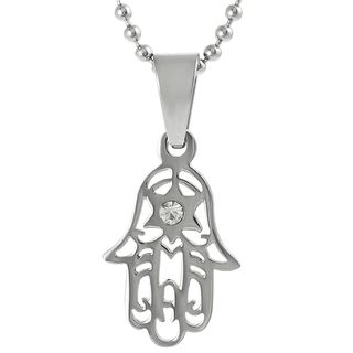 Journee Collection Stainless Steel Cubic Zirconia Hamsa Necklace Journee Collection Cubic Zirconia Necklaces