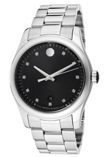 Movado 606496  Watches,Mens Movado Sportivo White Diamond (0.042 ctw) Black Textured Dial Stainless Steel, Luxury Movado Quartz Watches