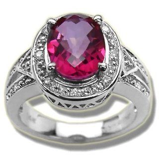 .12 ct 10X8 Oval Mystic Pink Topaz White Ladies Ring Jewelry