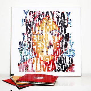 'imagine' typographic art by more than words