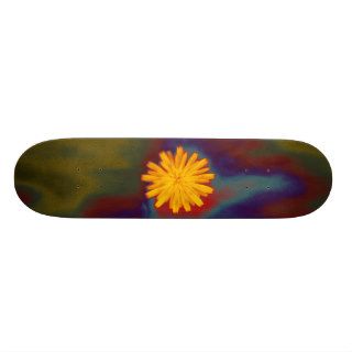 Yellow Flower Tie Dye Skate Board