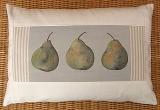 hand painted pears cushion by edwina cooper designs