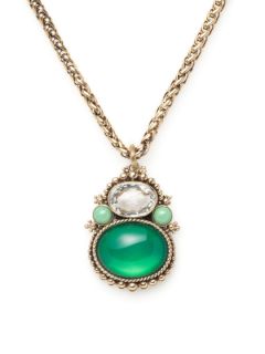 Green Quartz & Crystal Pendant Necklace by Stephen Dweck