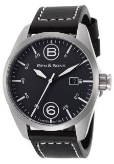Ben & Sons 10004 01  Watches,Mens Cadet Black Dial Black Genuine Leather, Casual Ben & Sons Quartz Watches
