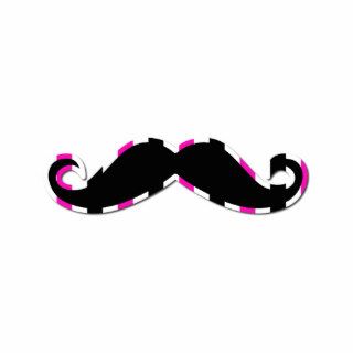 Handlebar Moustache, Stripes   Black Pink Acrylic Cut Out