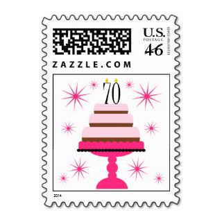 Pink Tiered Cake 70th Birthday Postage Stamps