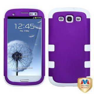 Hard Plastic Snap on Cover Fits Samsung i747 L710 T999 i535 R530 i9300 Galaxy S III Rubberized Grape/Solid White TUFF Hybrid AT&T Cell Phones & Accessories