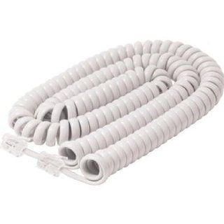 25 ft Telephone Handset Cord, White, Coiled Electronics