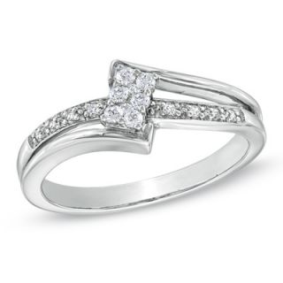CT. T.W. Diamond Rectangular Promise Ring in Sterling Silver