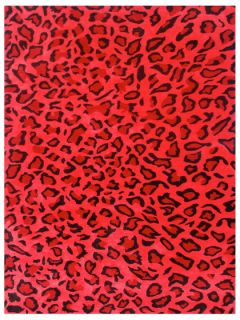 Leopard Red Wool and Silk Hand Tufted Rug by Manam Rugs