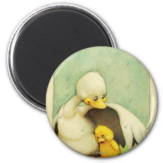 Mother and Baby Duck Cartoon Fridge Magnet