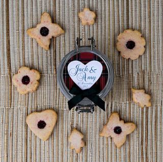 personalised tartan shortbread favour jars by made with love foods
