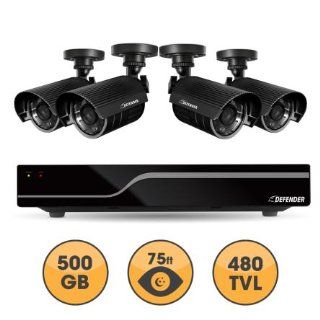 DEFENDER 21028 SENTINEL 8 Channel Smart Security DVR with 4 Hi Res Outdoor Security Cameras  Complete Surveillance Systems  Camera & Photo