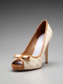 Candi Straw Peep Toe Pump by Delman