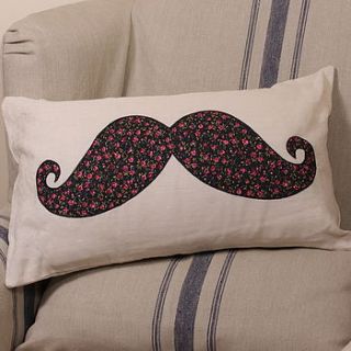 floral moustache cushion by lisa angel homeware and gifts