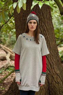 grey embroidered sweatshirt dress by lowie