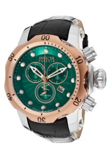 Invicta 10812  Watches,Mens Venom/Reserve Chronograph Green Textured Dial Black Genuine Leather, Chronograph Invicta Quartz Watches