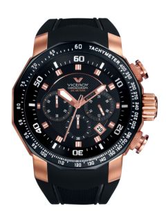 Mens Rose Gold & Black Rubber Watch by Viceroy