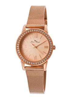 Womens Rose Gold Round Mesh Watch by Lucien Piccard Watches