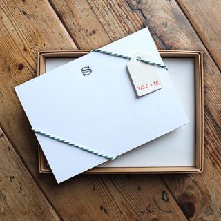 personalised stationery initial writing set by wolf & ink