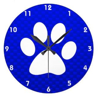Blue Paw Print Round Wall Clock