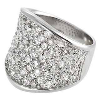 Tressa Collection Sterling Silver CZ Concave Pave Ring Tressa Cubic Zirconia Rings