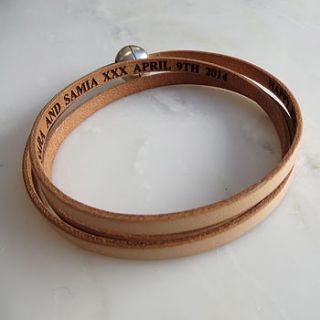 personalised double strap leather bracelet by gracie collins