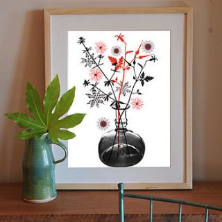 flask of flowers print by alison milner