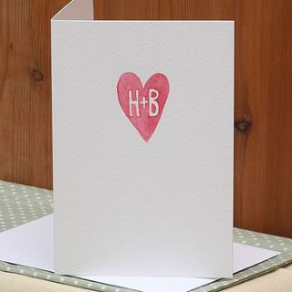 personalised painted heart handmade card by hannah shelbourne designs