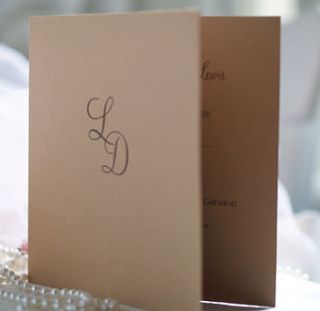 folded kraft personalised wedding invitations by beautiful day